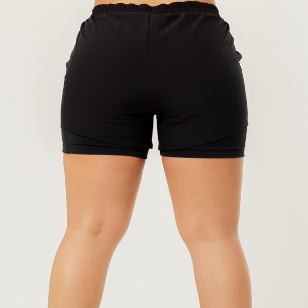 Shorts de running de dos capas negros para mujer